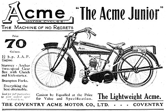 The Acme J.A.P. Junior Motor Cycle 1921                          