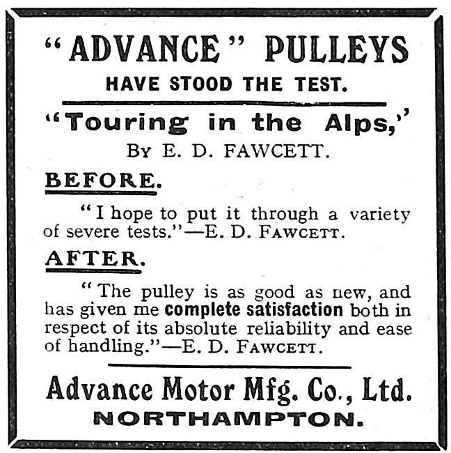 Advance Adjustable Pulley & Adjustable Belt Fastener 1908        