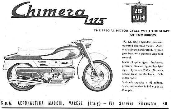 1957 Aer Macchi Chimera 175cc Motor Cycle                        
