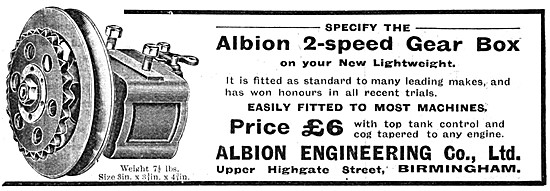 Albion 2-Speed Motor Cycle Gear Box 1914 Model                   