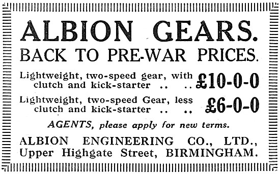 Albion Gears Advert 1921                                         