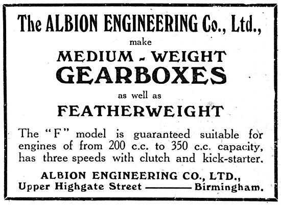 Albion Motor Cycle Gearboxes 1926 Advert                         