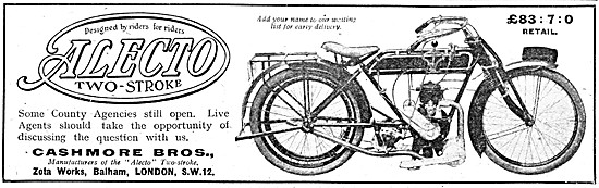 1920 Alecto Two-Stroke Motor Cycle                               
