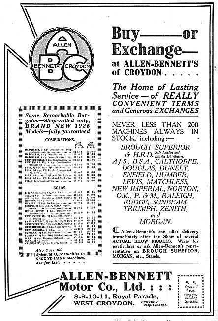 Allen-Bennett Motor Cycles Croydon                               