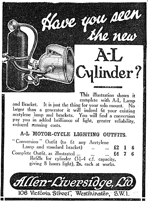 Allen-Liversidge Motor Cycle Lighting Outfits                    