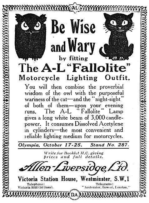 Allen-Liversidge A-L Fallolite Motorcycle Lighting Outfit        