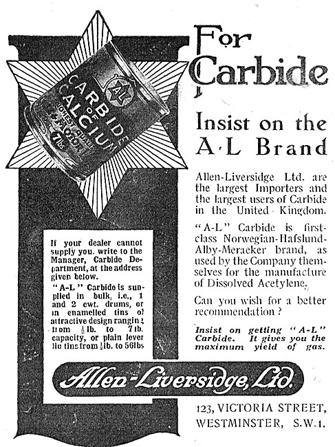 Allen-Liversidge Acetylene Lamps - A-L Brand Carbide Of Calcium  