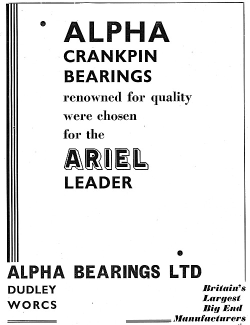 Alpha Motor Cycle Crankpin Bearings 1958 Advert                  