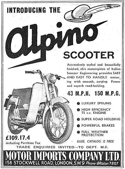 Alpino Motor Scooters - 1957 Alpino 75 cc Motor Scooter          