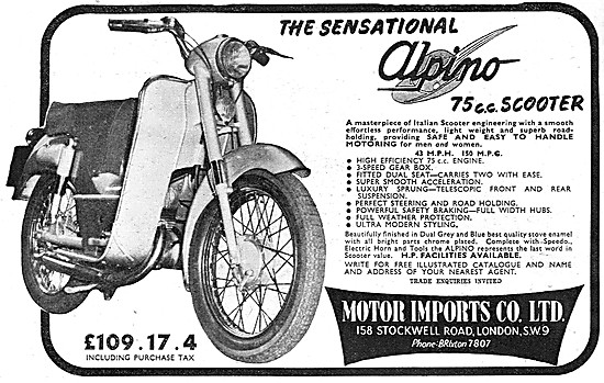 Alpino 75 cc Motor Scooter 1957                                  