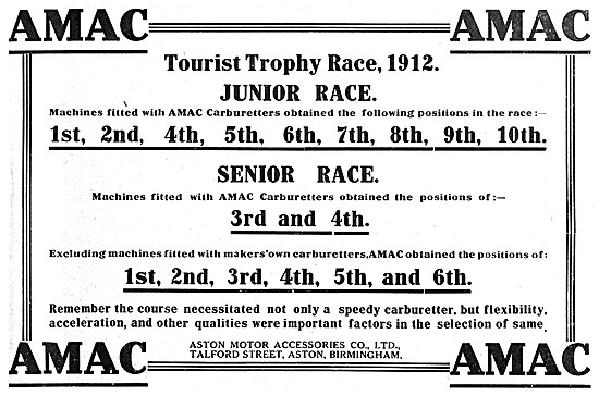 AMAC Carburetters 1912                                           