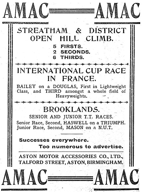 AMAC Carburetters 1912 Advert                                    