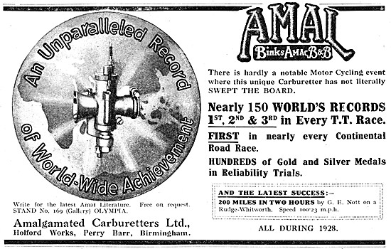 Amal Carburetters 1928 Advert                                    