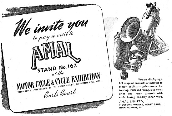 Amal Motorcycle Carburetters 1948 Advert                         
