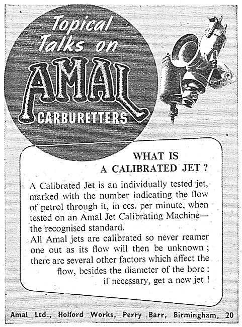 Amal Carburetters Topical Talks Series. Calibrated Jets          