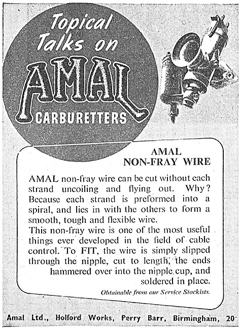 Amal Carburetters Topical Talks Series. Non-Fray Wire            