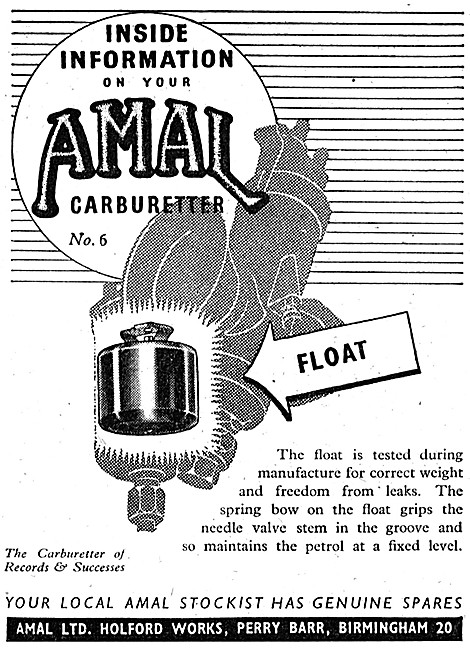 Features Of The Amal Carburetter 1951 Advert                     