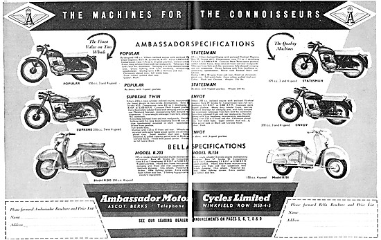 The 1958 Ambassador Motor Cycle Range                            