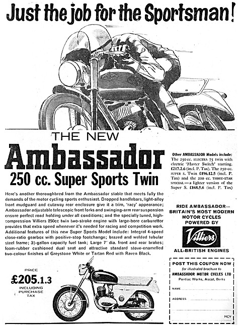 1961 Ambassador 250 cc Super Sports Twin                         