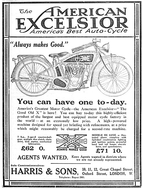 American Excelsior Big X Motor Cycle                             