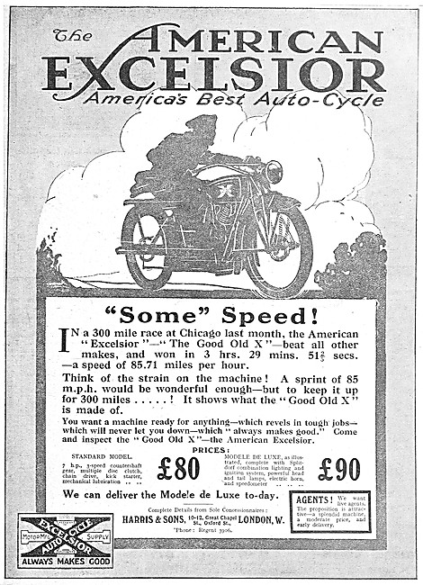 American Excelsior Big X Motorcycle 1915 Advert                  