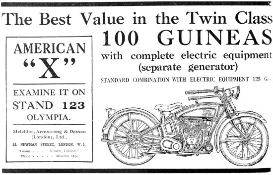 1922 American Excelsior American X Motor Cycle                   