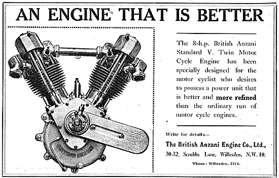 1923 8hp British Anzani V Twin Motor Cycle Engine                