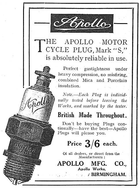Apollo Sparking Plugs - Apollo Spark Plugs 1916                  