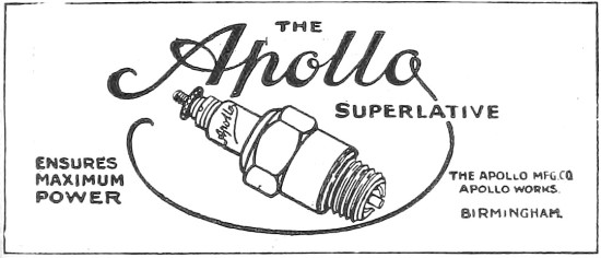 Apollo Sparking Plugs - Apollo Motor Cycle Spark Plugs 1918      