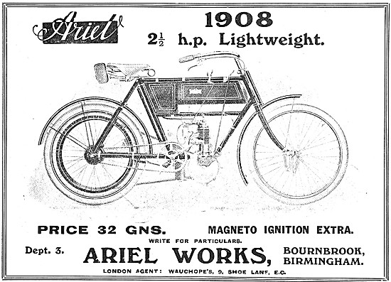 1908 Ariel 2.5 hp Lightweight Motor Cycle                        