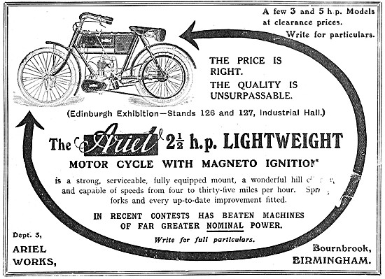 1908 Ariel Motor Cycles                                          