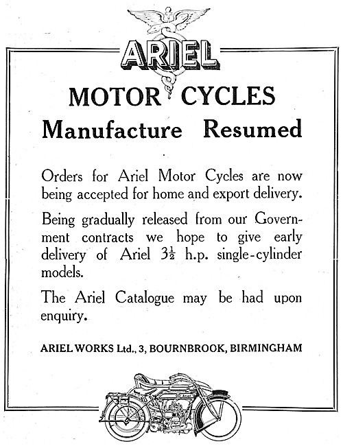 1918 Ariel 3.5 hp Motor Cycle                                    