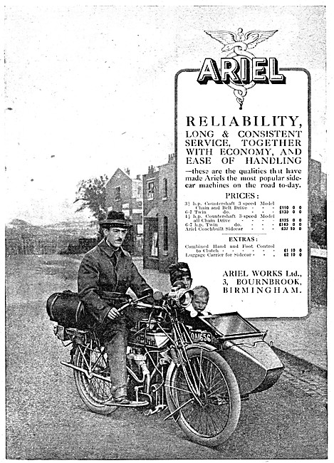 1920 Ariel 6-7 hp Motorcycle & Sidecar Combination               