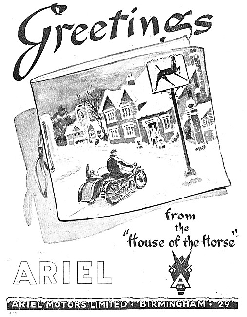 Ariel Motorcycles Seasons Greetings 1942                         