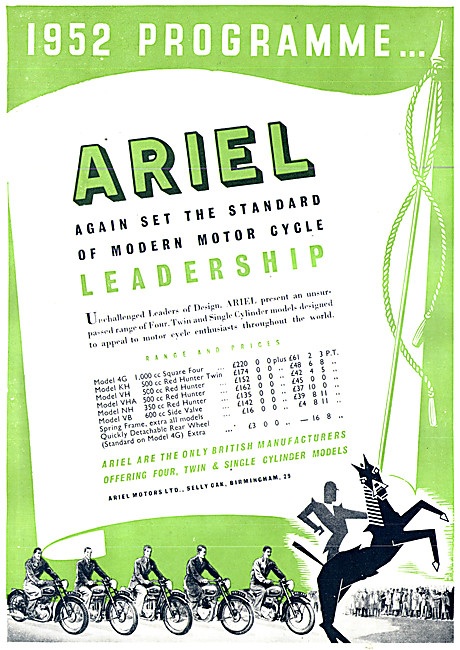 1951 Ariel Motor Cycle Model Range                               