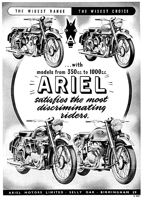 Ariel Motor Cycle Range 1953                                     