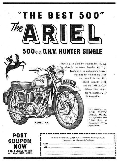 1954 Ariel Hunter 500 cc Single                                  