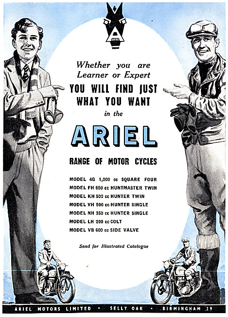 1954 Ariel Motor Cycle Range - Ariel Hunter Motorcycles          