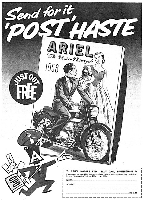 Ariel Motor Cycles 1958 Brochure                                 