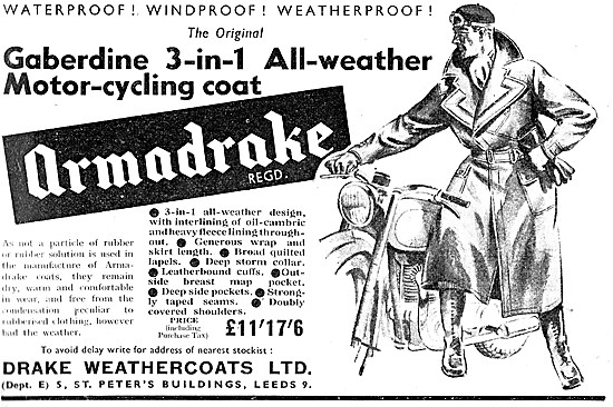 Armadrake All Weather Motor Cycle Clothing                       