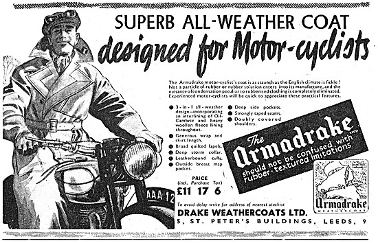 Armadrake All Weather Motor Cycle Clothing                       