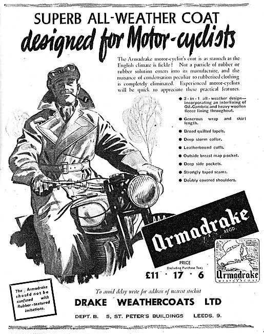 Armadrake Motorcyclists Clothing 1951 Styles                     