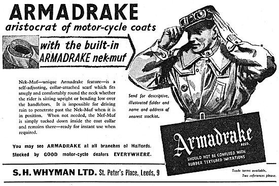 Armadrake All Weather Motor Cycle Clothing Built In Nek-Muf      