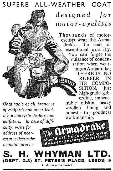 Armadrake Motor Cycle Clothing 1952                              