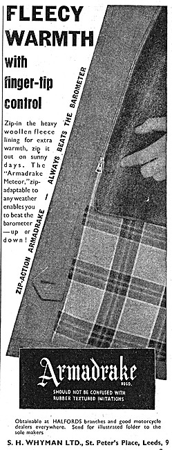 Armadrake All Weather Motor Cycle Coats 1953 Features            