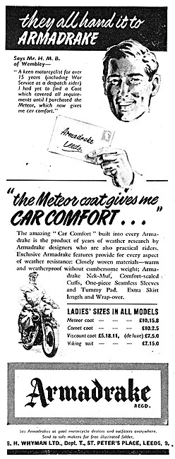 Armadrake Motor Cycle Suits - Meteor, Comet, Viscount & Viking   