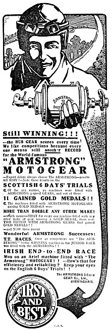 Armstrong Motor Cycle Gears  1913  Armstrong 3-Speed Hub Gear    