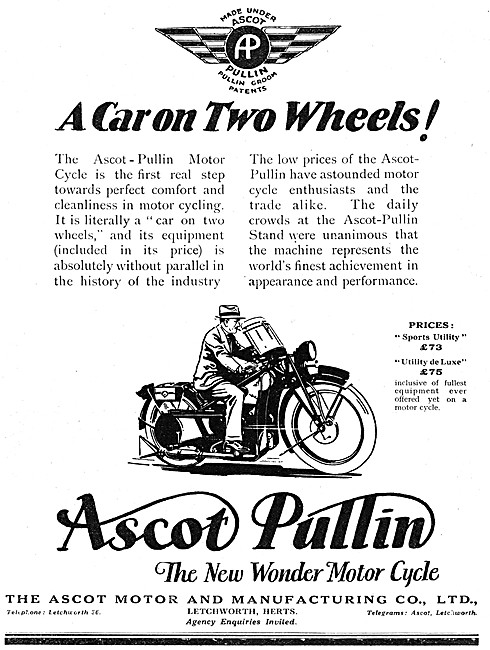 1928 Ascot-Pullin Utility de Luxe Motorcycle                     