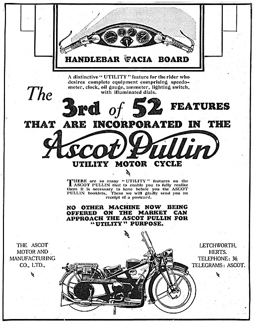1929 Ascot-Pullin Utility Motor Cycles                           