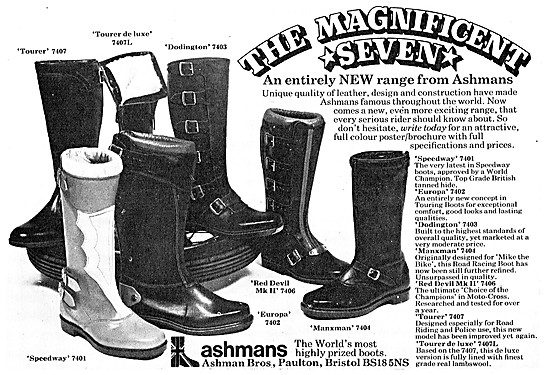 Ashman's Motorcycle Boots - Ashmans Riders Boots Range 1974 Style